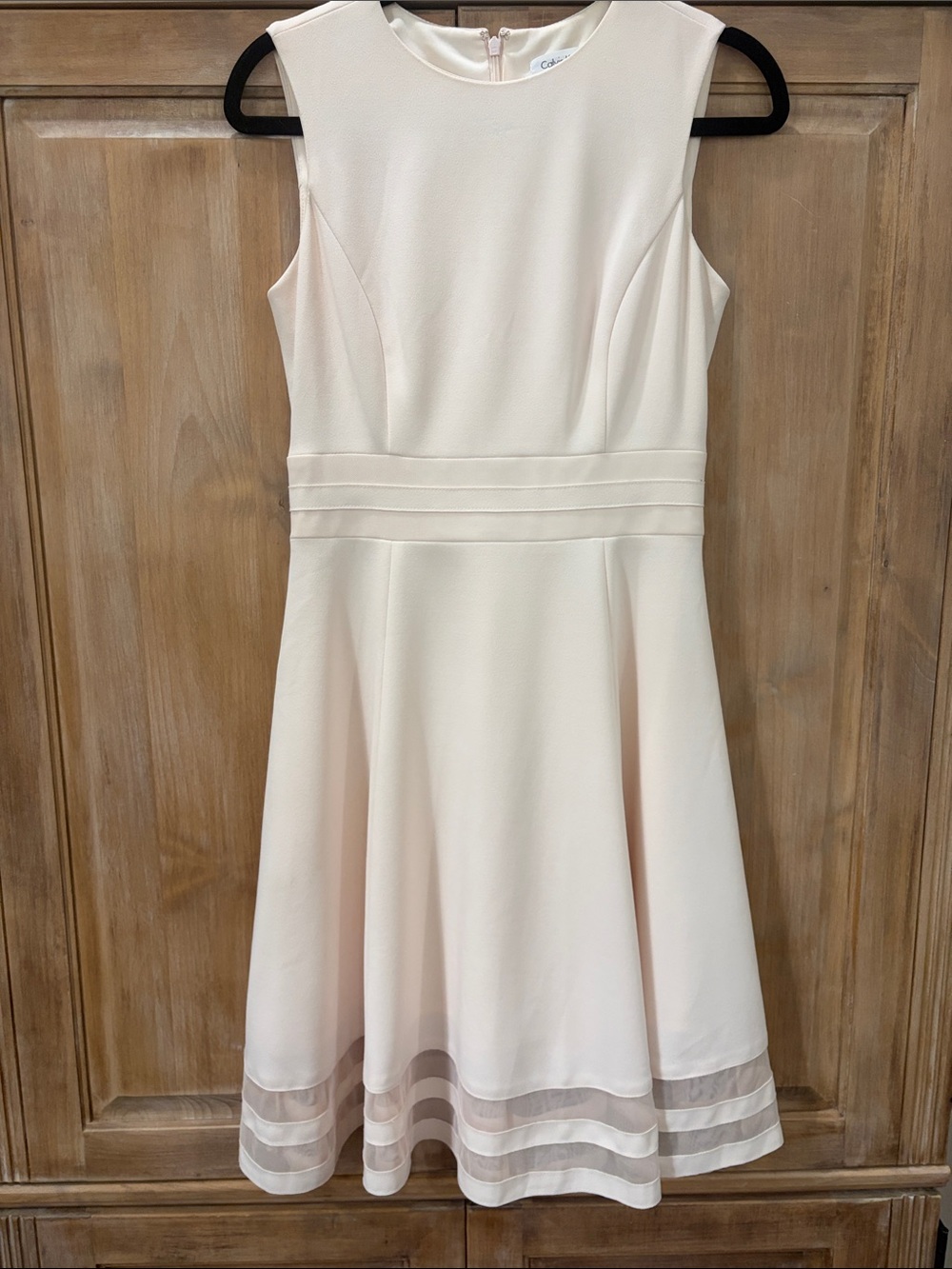 Calvin Klein Sleeveless Fit and Flare A-Line Dress in Light Blush
